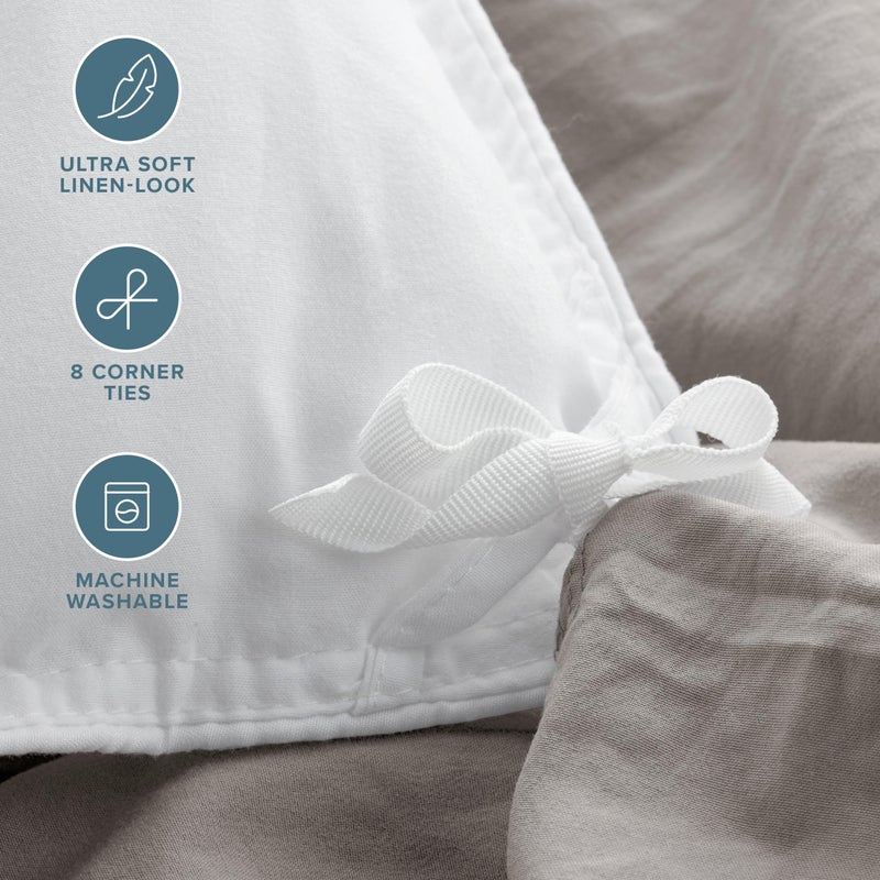 Bare Home Microfiber Duvet Cover Set - Ultra Soft Washed Microfiber - Twin/Twin Extra Long - Linen-Like Look - Easy Care - Breathable Fabric - Our Softest Duvet Cover Set (Twin/Twin XL, Frost Grey) - Image 2